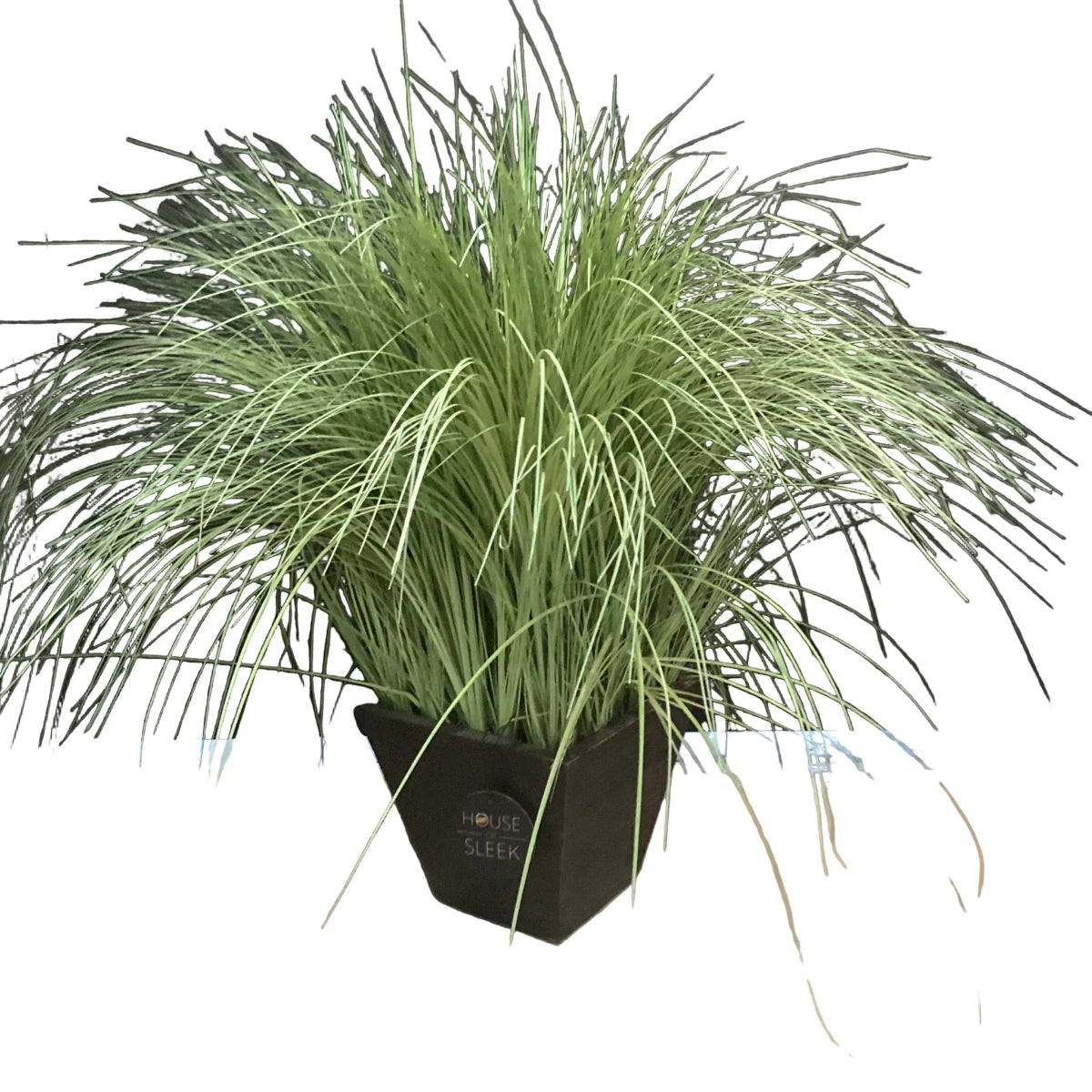 Faux Grass in Rustic Wood Planter