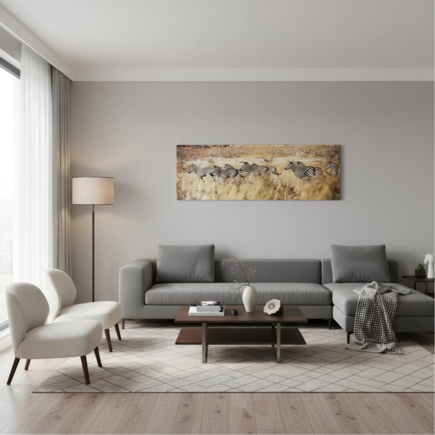 Striped Serenity: Metal Canvas Wall Art