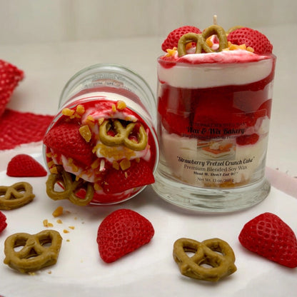 Strawberry Pretzel Crunch Cake Candle. 13 oz. Dessert Candle