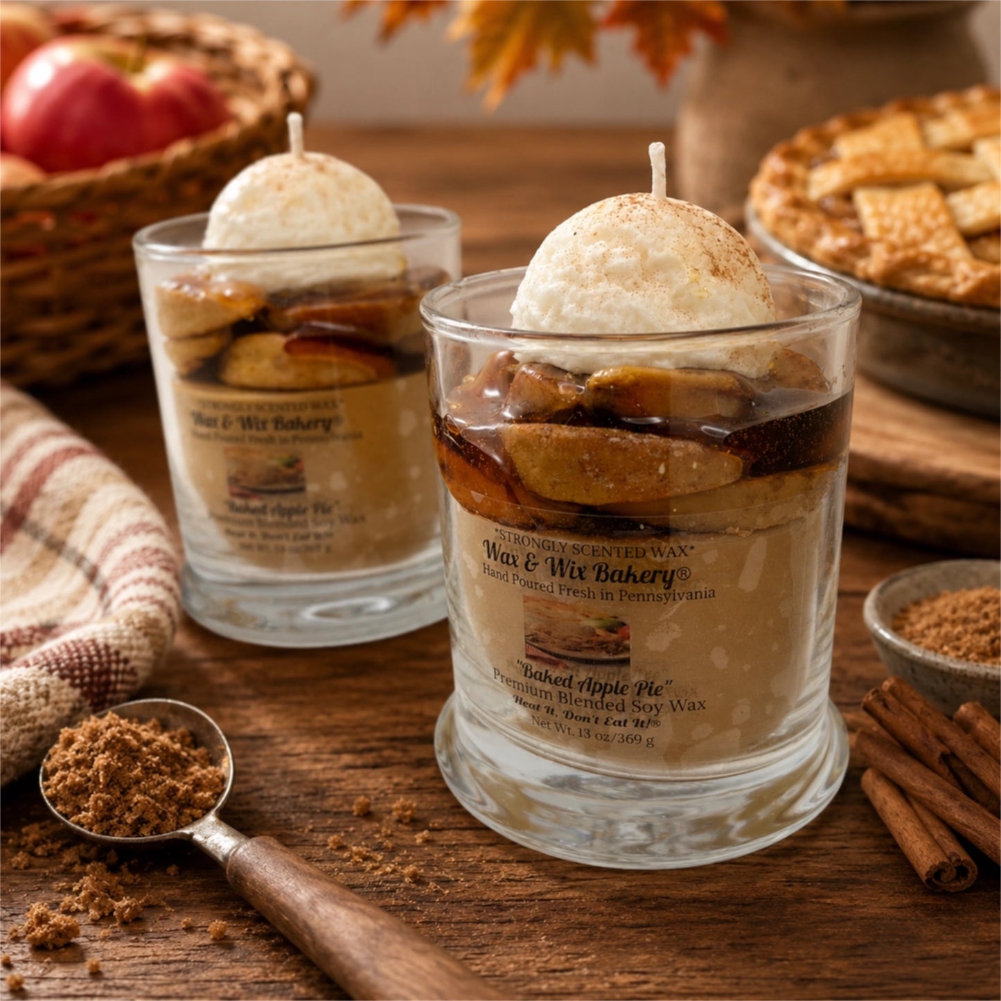 Baked Apple Pie Candle. 13 oz. Large Soy Dessert Candle
