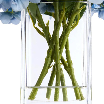 Faux Hydrangea in Glass Vase