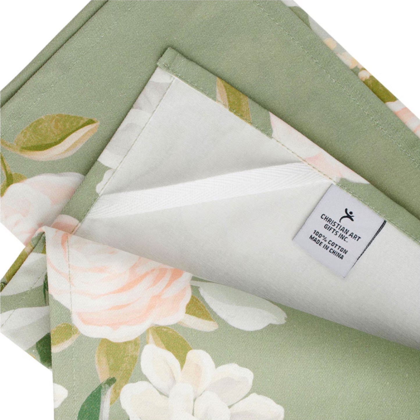 Tea Towel Green Floral The Lord Stood With Me 2 Tim. 4:17