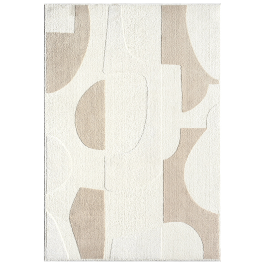 Cozy Modern Cream Grey Area Rug- 6'x9'