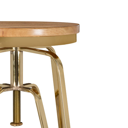 Wood/Gold Metal Bar Stool - Local Pick Up or Local Delivery Only