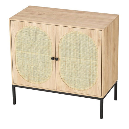 Wooden cabinet with wicker doors 