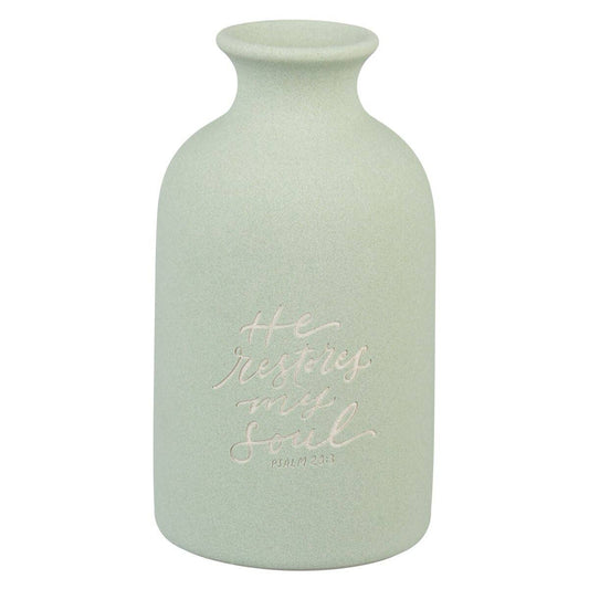 Table Vase He Restores My Soul Ps. 23:3