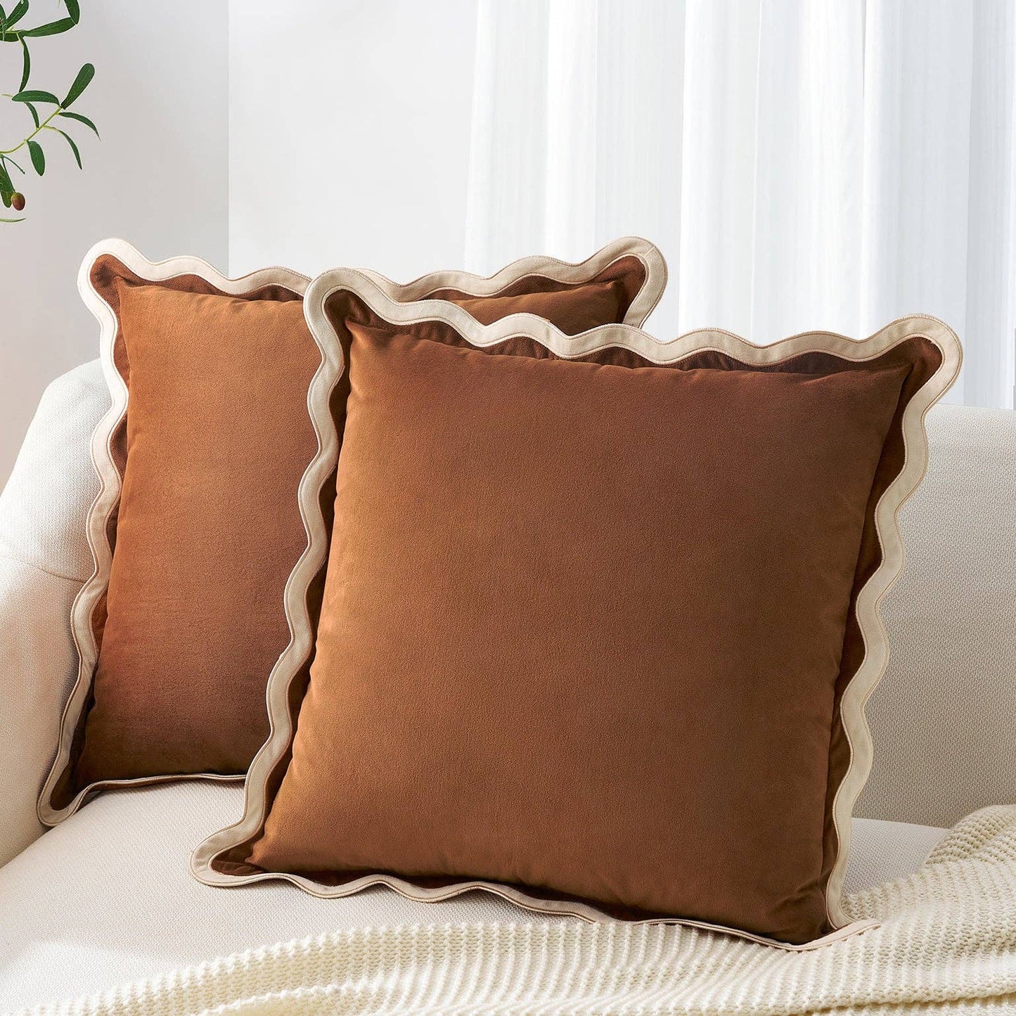 Maleku Pillow Covers - Beige/Brown: 18x18 inch
