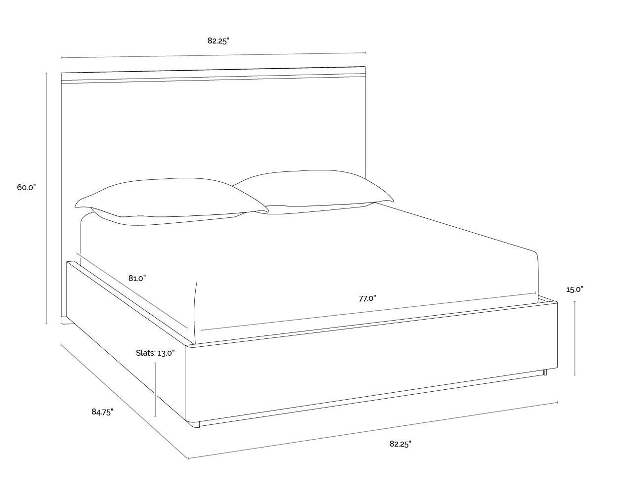 Altman King Sized Bed with faux leather and wood