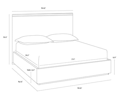 Altman King Sized Bed with faux leather and wood