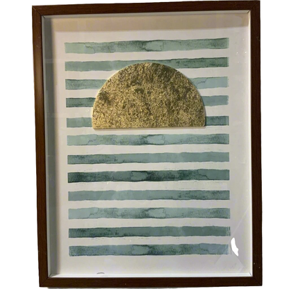 Green and Gold Striped Artwork- Open Box