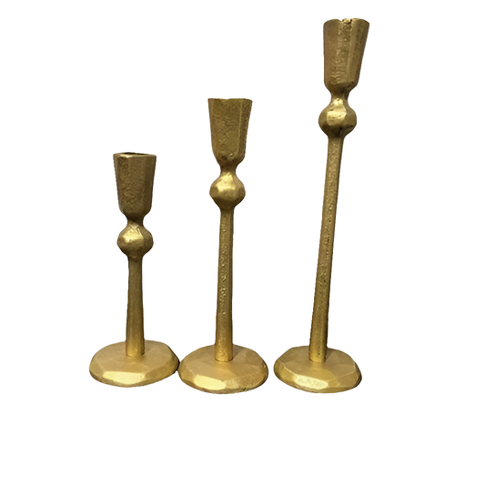 Gold Stem Candle Holder-Open Box