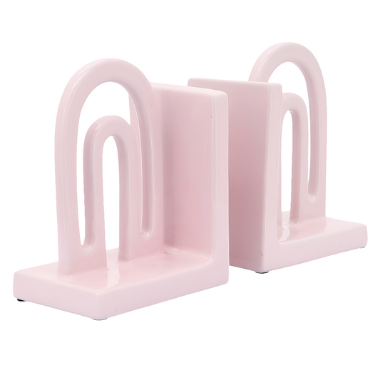 Ceramic Arch Bookends in Blush S/2 6"
