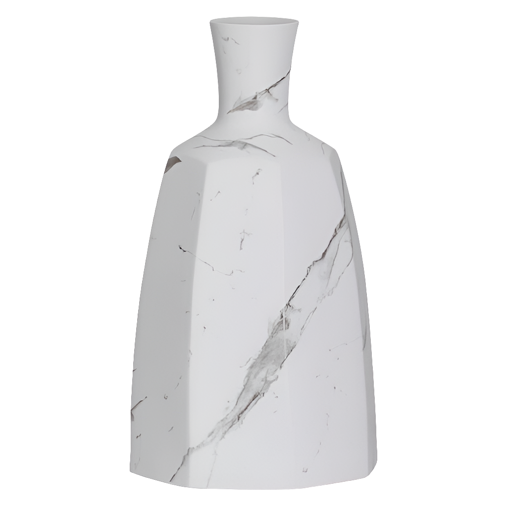 Aris Marble Ceramic 14.5" Faceted Round Bottle Vase- Open Box -8090