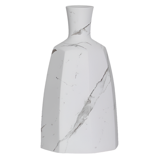 Aris Marble Ceramic 14.5" Faceted Round Bottle Vase- Open Box -8090