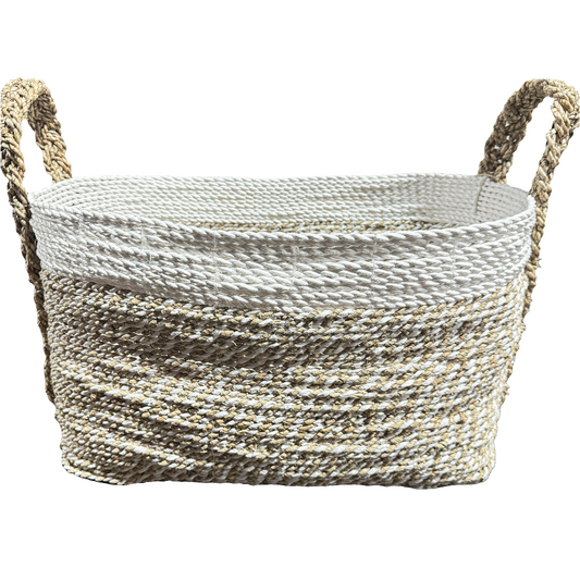 LG-Tan Wicker Basket With Handles