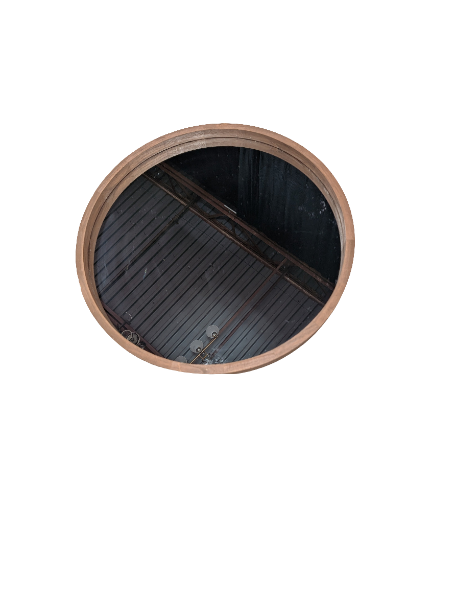 Round wood framed mirror - Open Box