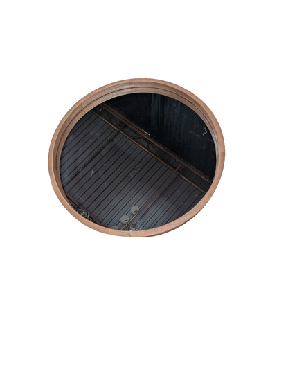 Round wood framed mirror - Open Box