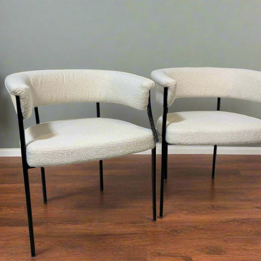 cream boucle chairs