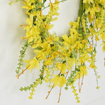 Yellow Forsythia & Heather Wreath- 20"