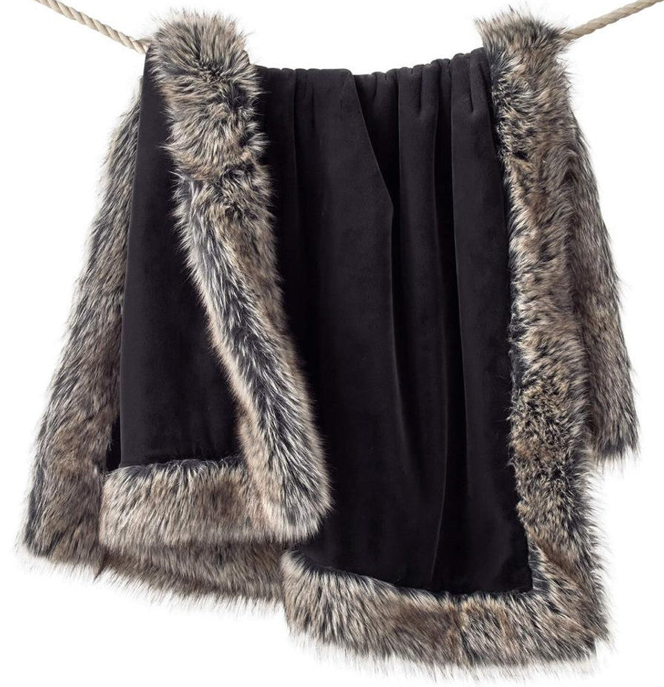 Charcoal Faux Sheared Beaver Alpine Weighted Throw