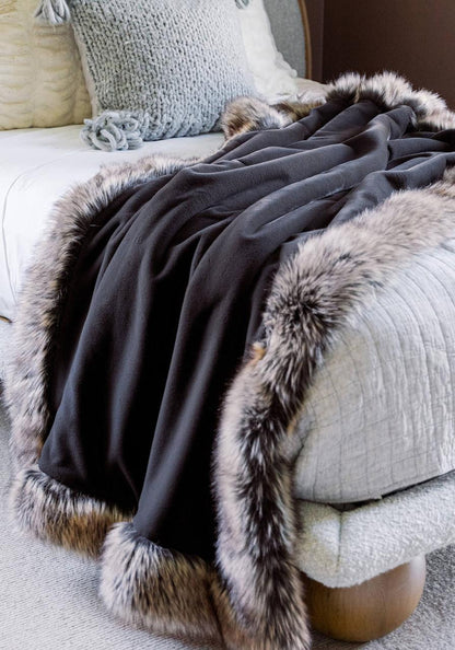 Charcoal Faux Sheared Beaver Alpine Weighted Throw