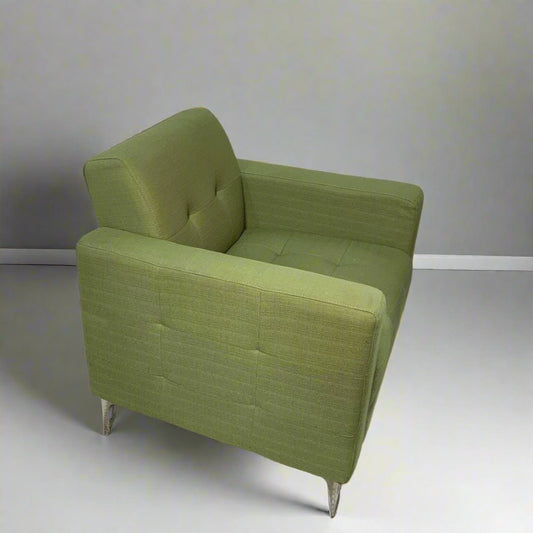 green chenille living room chair