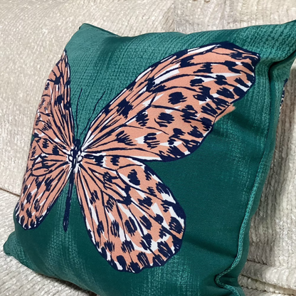 green outdoor butterfly pillow