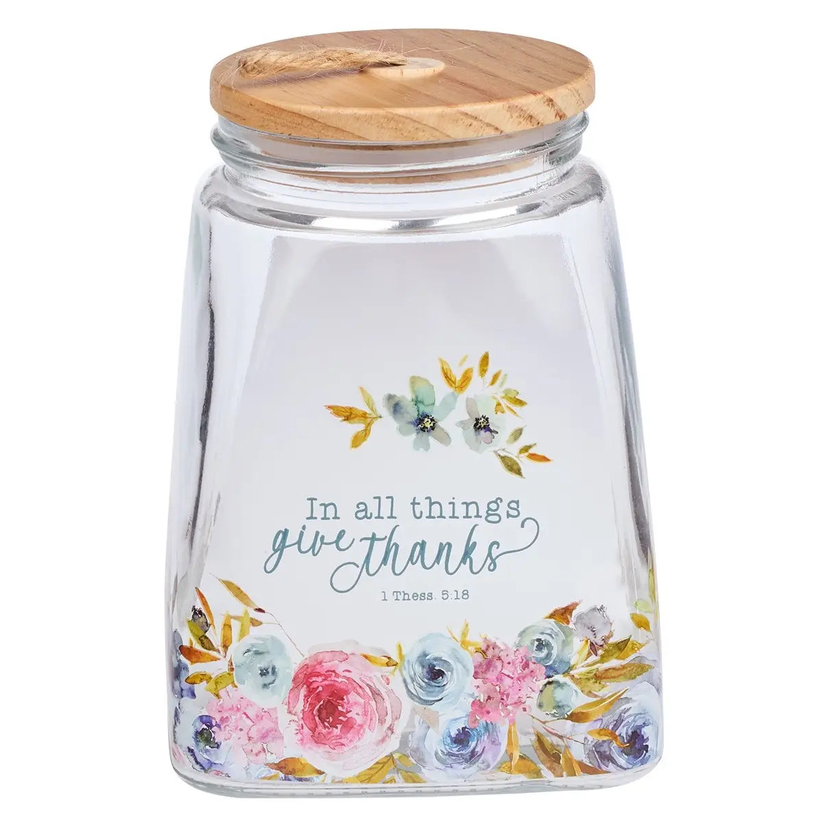 Pink Ranunculus Glass Gratitude Jar with Cards -