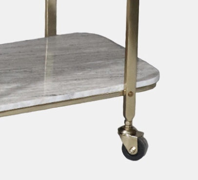 Gold Bar Cart w/ a Marble Shelf