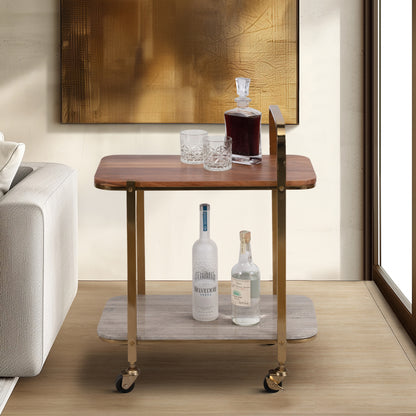 Gold Bar Cart w/ a Marble Shelf