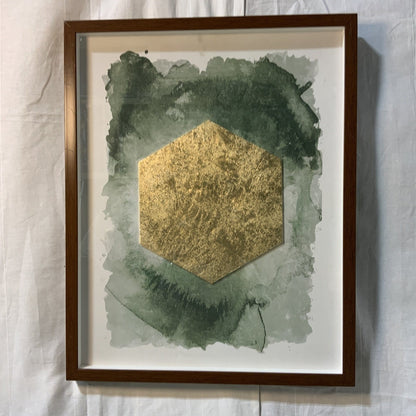 Green and Gold Abstract Mixed Media - Open Box