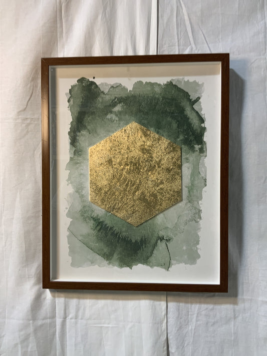 Green and Gold Abstract Mixed Media - Open Box