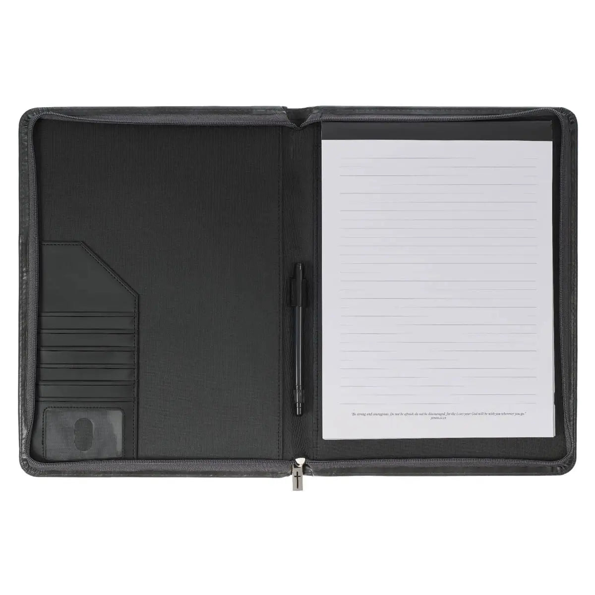 Padfolio Black Be Strong and Courageous Josh. 1:9