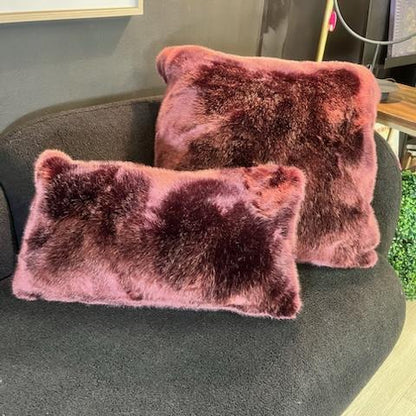 Deep Burgandy Faux Fur Pillows SET OF TWO