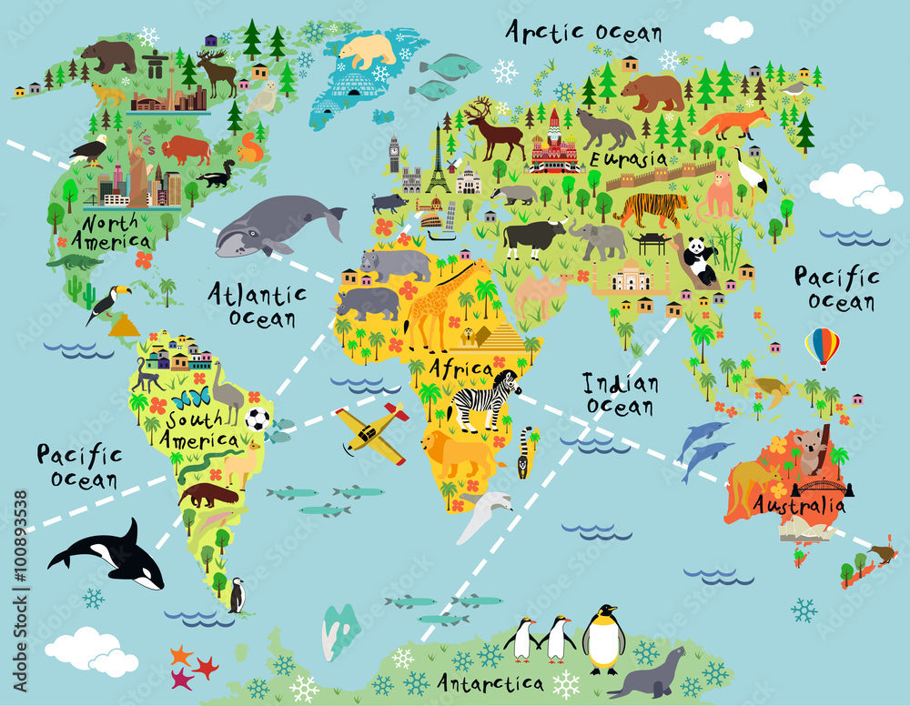 Kids Map of Earth wall art -local pick up only