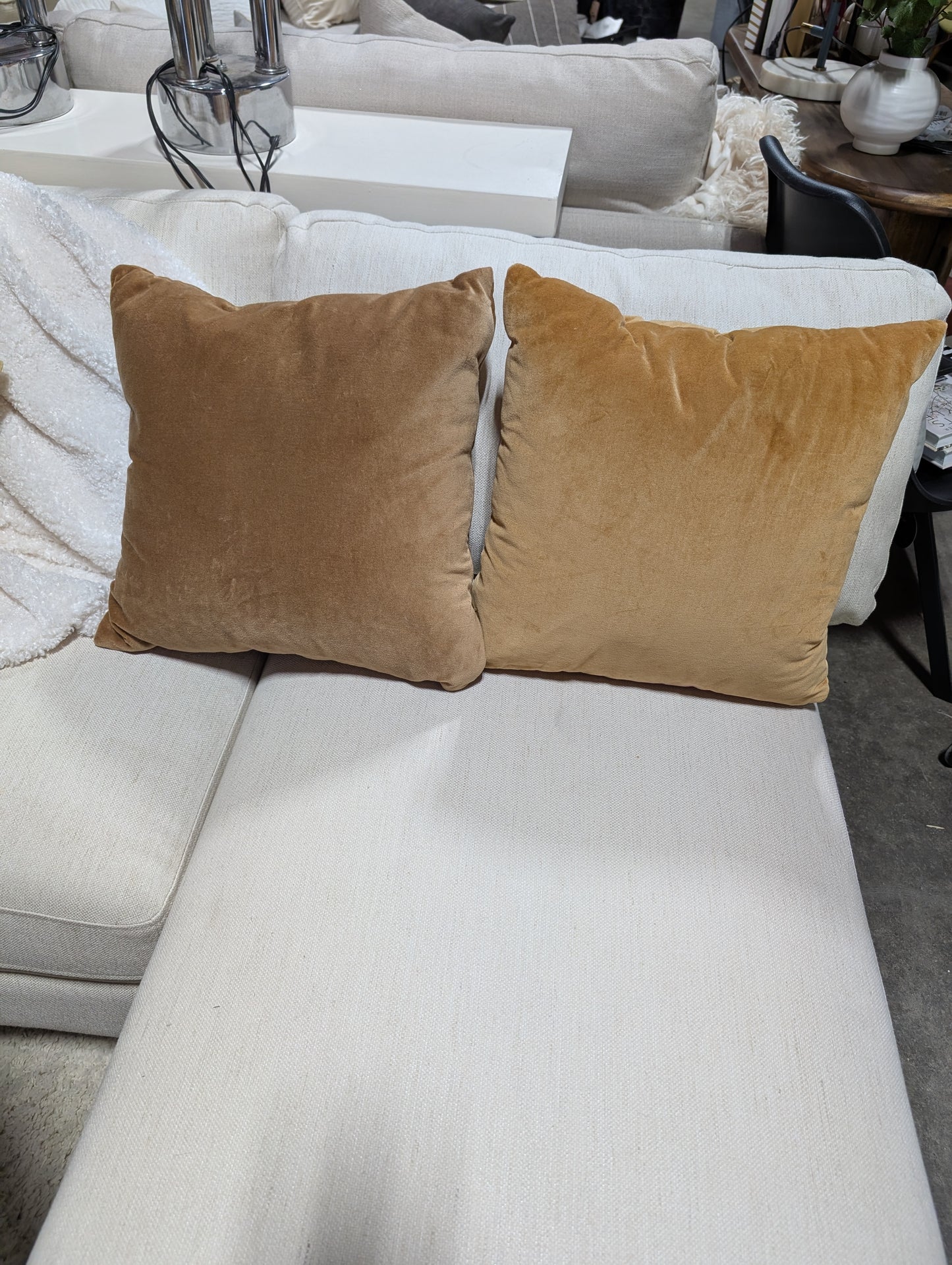 Suede Burnt Orange Pillows -OPEN BOX