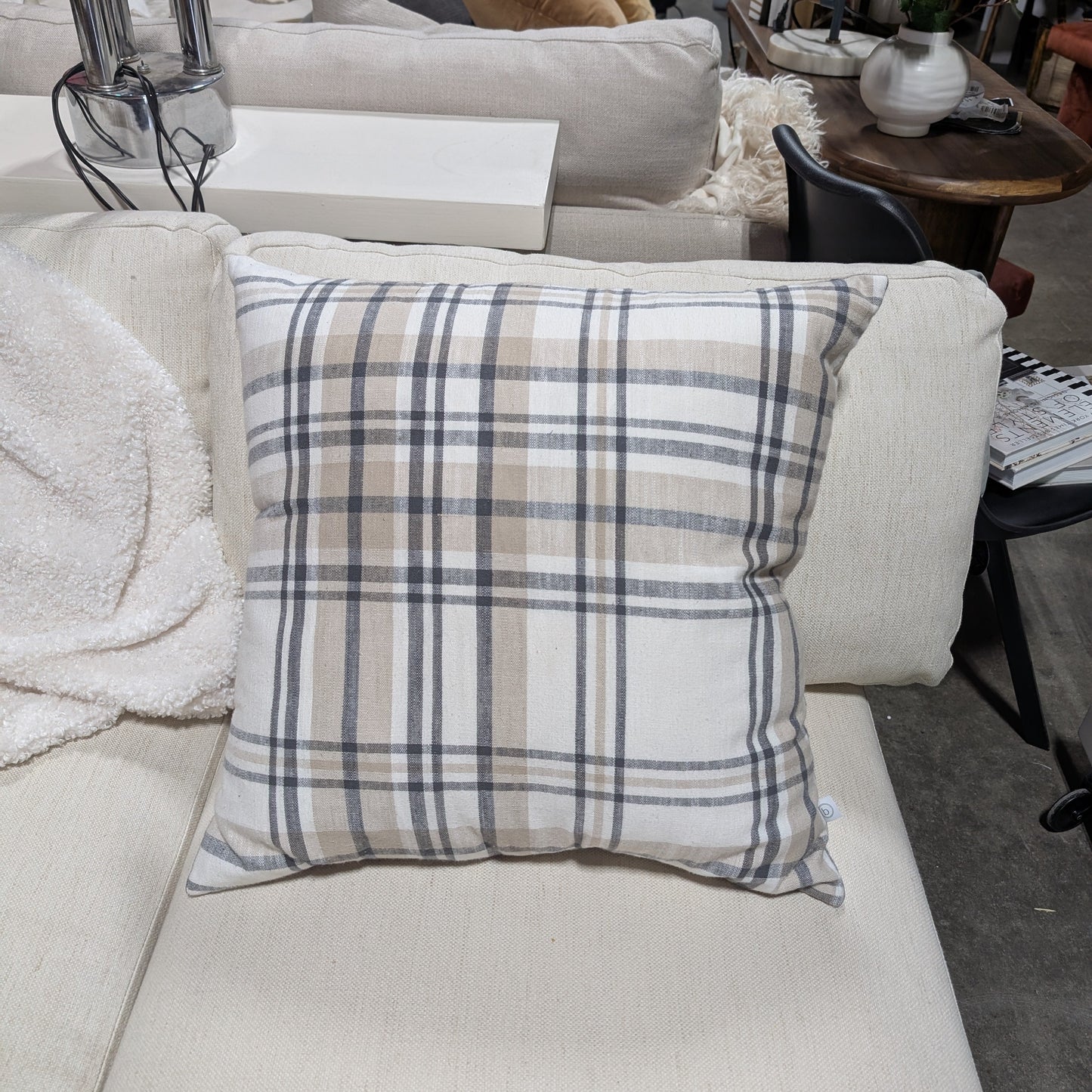 Light Plaid Pillow-OPEN BOX