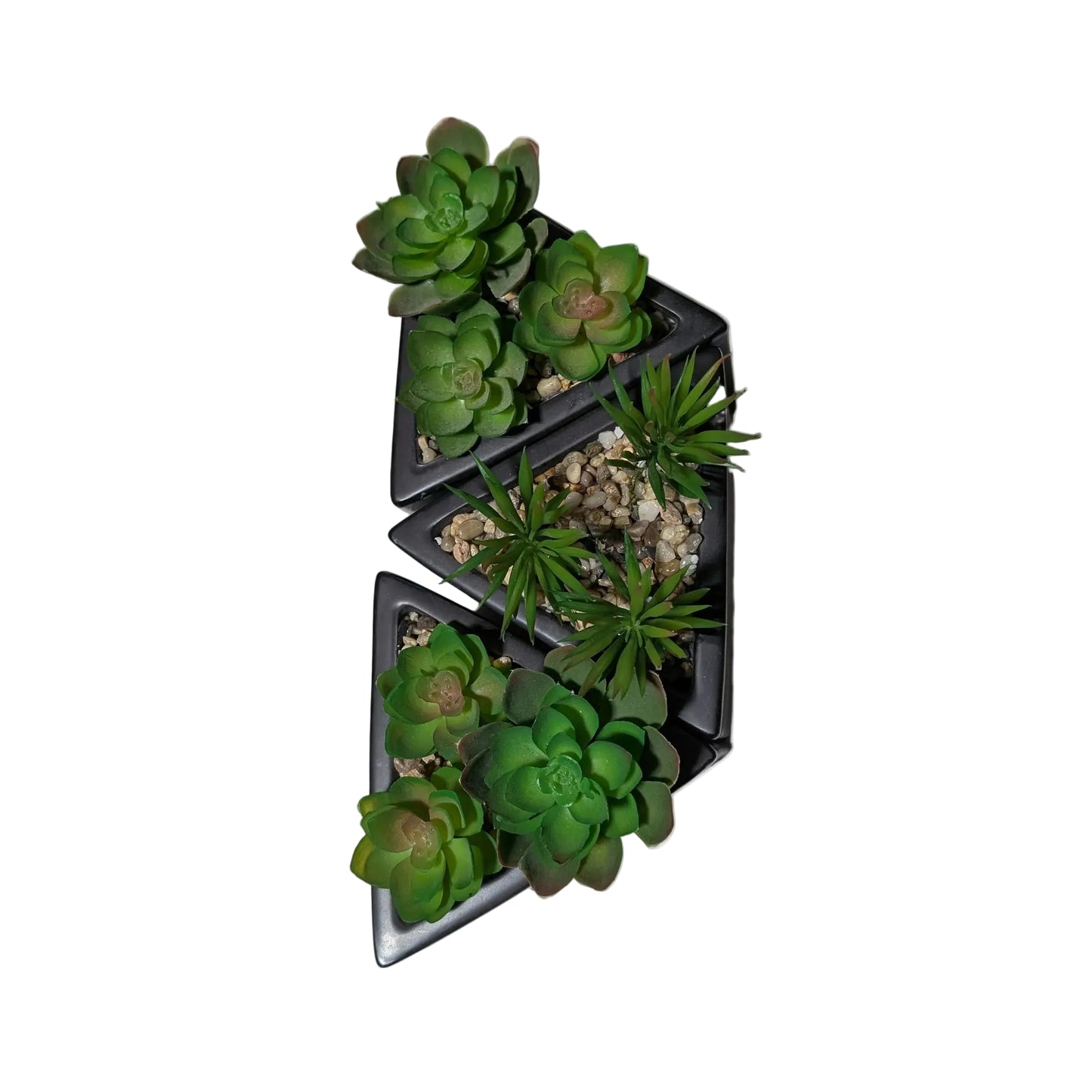 Echeveria Faux Plant W/Triangle Pot -set of  3-OPEN BOX