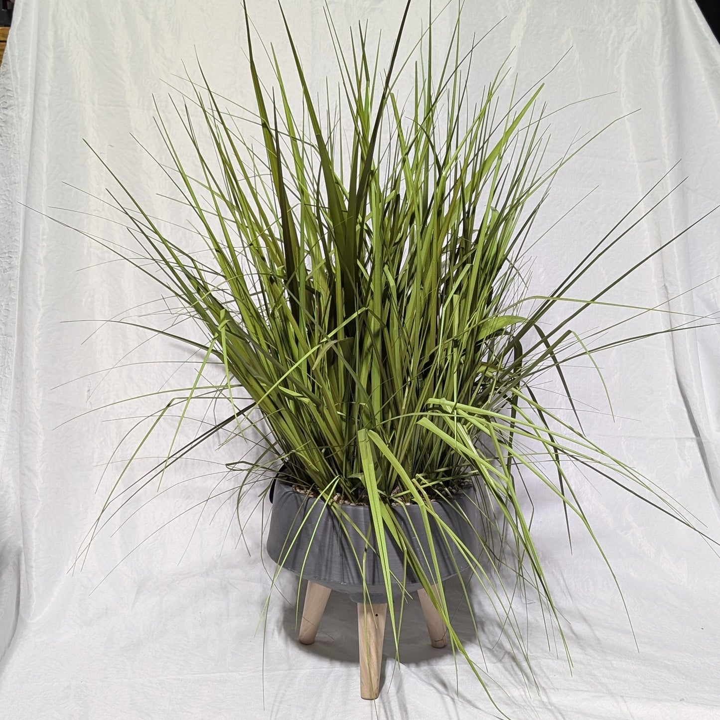 Gray Modern Planter with Faux Grass stage
