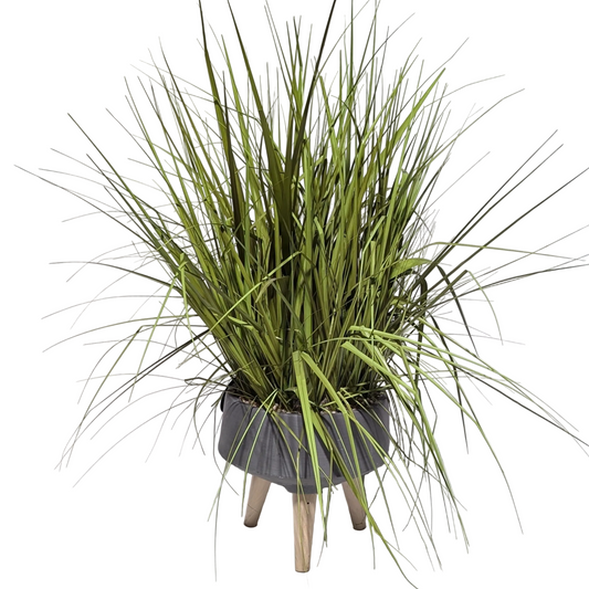 Gray Modern Planter with Faux Grass stage