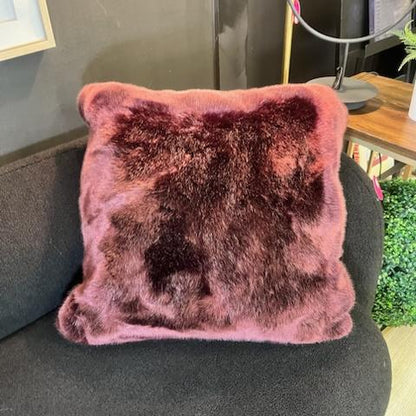 Deep Burgandy Faux Fur Pillows SET OF TWO