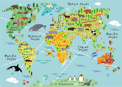 Kids Map of Earth wall art -local pick up only