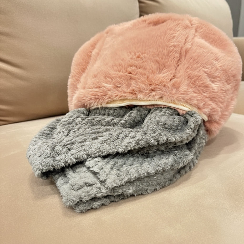 soft chenille gray throw blanket coming out of pur-low