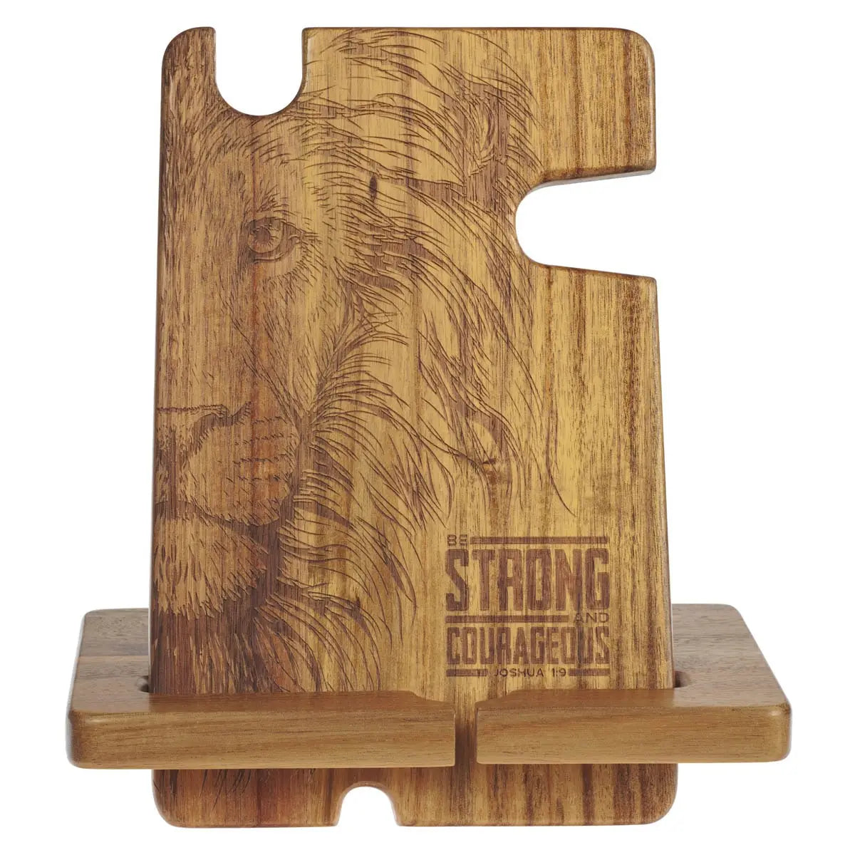 Strong & Courageous Acacia Wood Accessory Organizer
