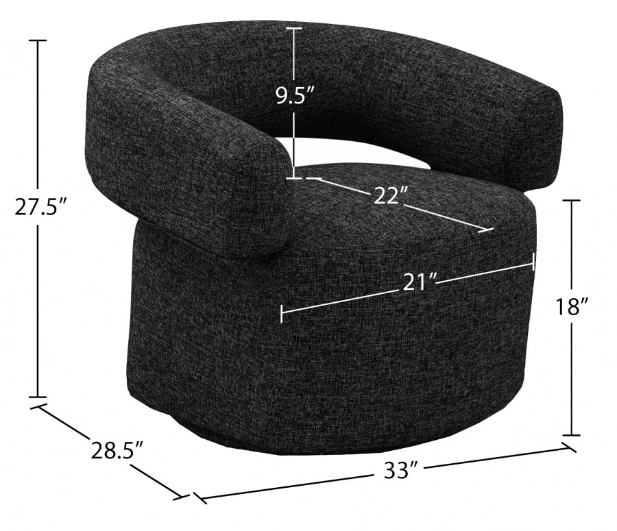 Swivel Black Textured Linen Chairs