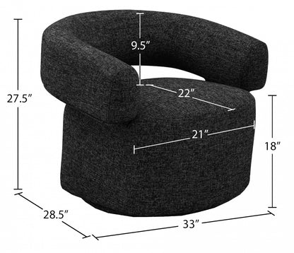 Swivel Black Textured Linen Chairs