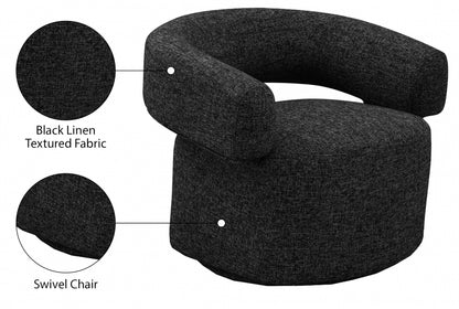 Swivel Black Textured Linen Chairs