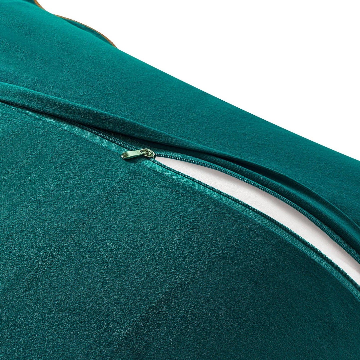 teal pillows with zipper opening