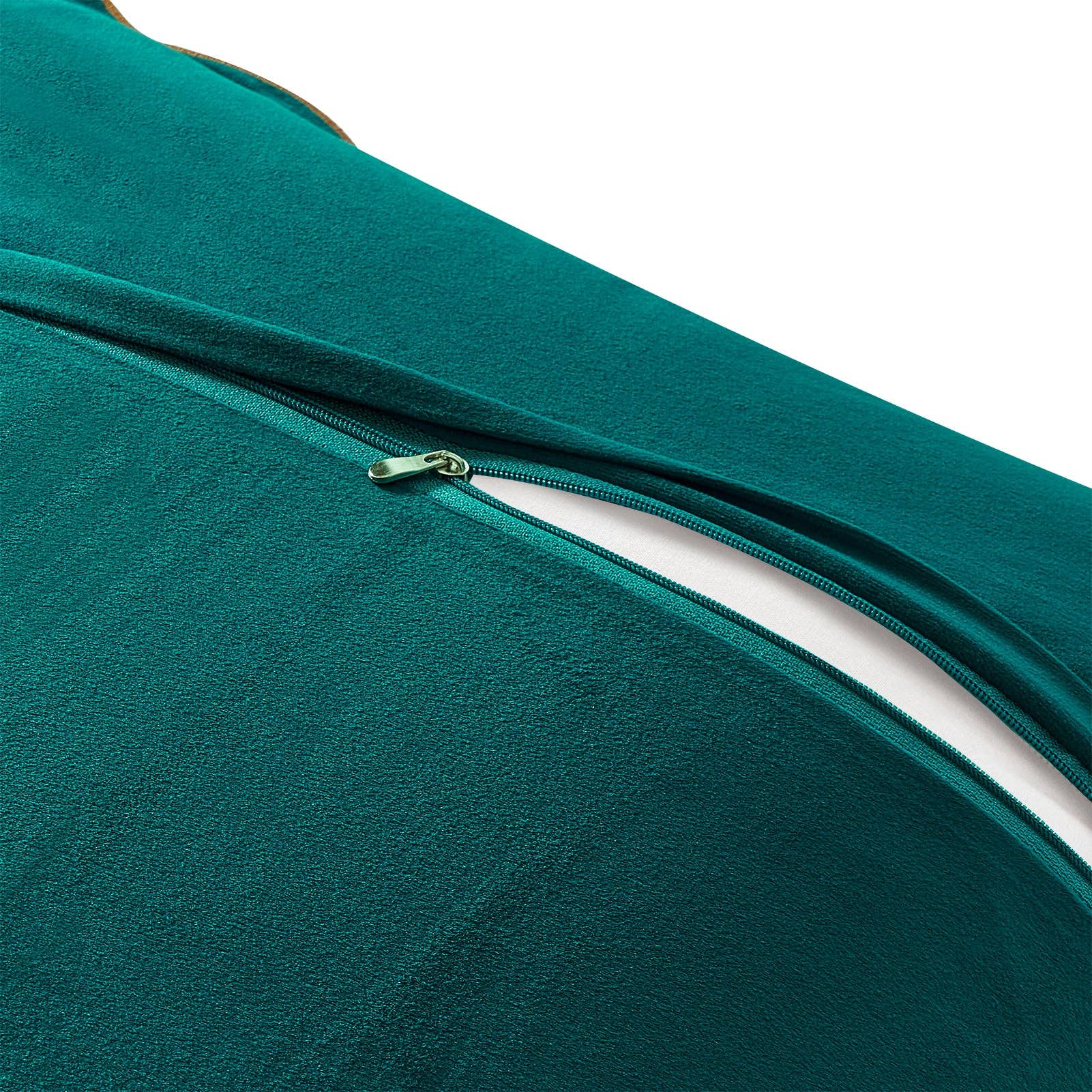 teal pillows with zipper opening