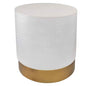 white dimpled side table with gold base